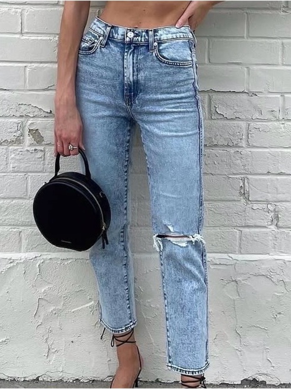 7 For All Mankind Light Blue High Waist distressed Jeans